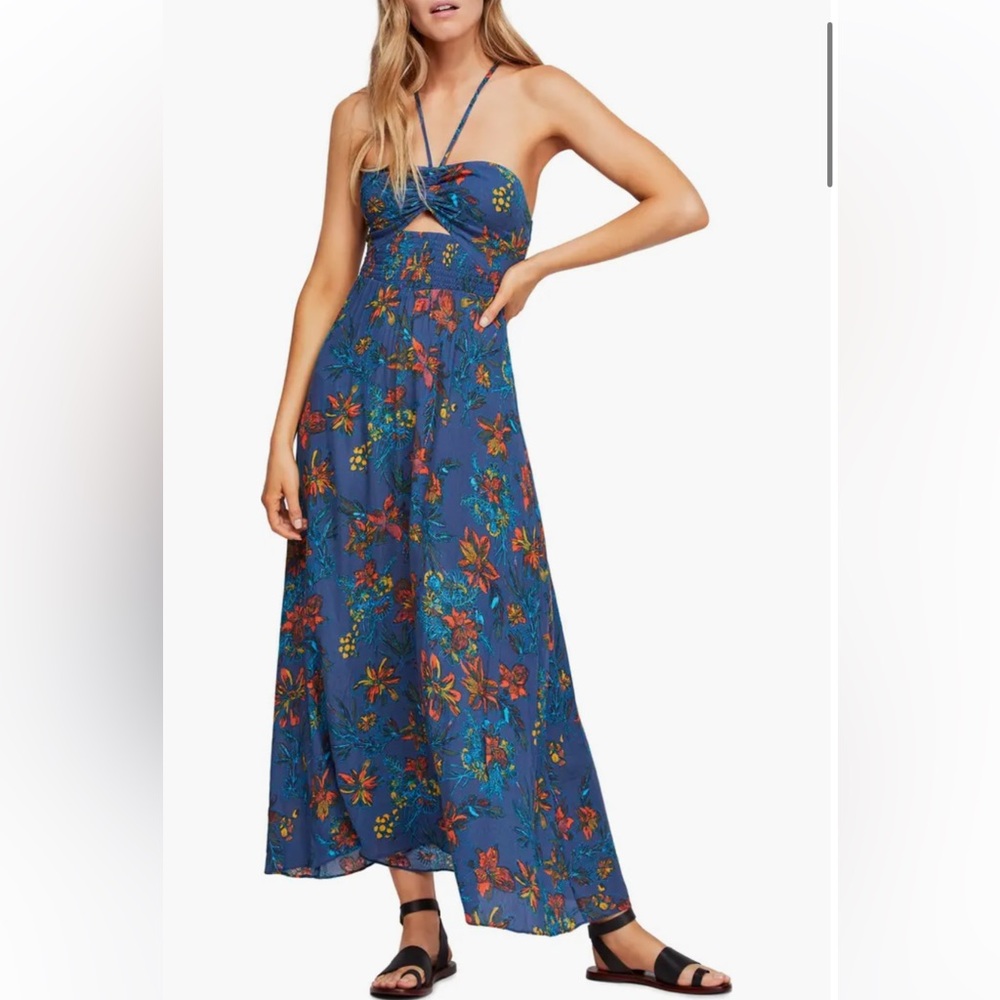 Free People One Step Ahead Maxi Dress in blue size XS